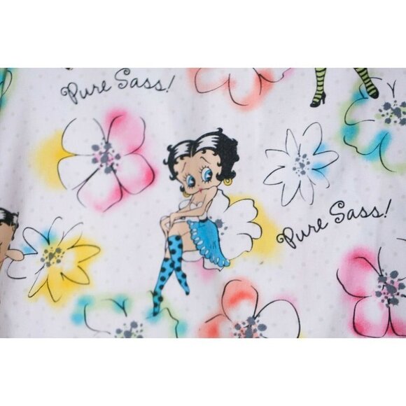 Betty Boop " Pure Sass" Cartoon Colourful Scrub Top w Pockets cotton XS - Picture 4 of 8